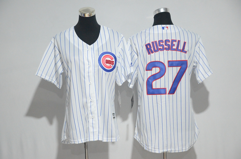 Womens 2017 MLB Chicago Cubs #27 Russell White Jerseys->women mlb jersey->Women Jersey